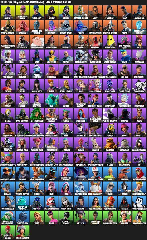 [PC/PSN/XBOX] | 152 skins | OG STW | IKONIK | Glow | Rose Team Leader | Warpaint | Xander | Spectra Knight | Joey | Sorana | Fade | Omegarok | Full Access