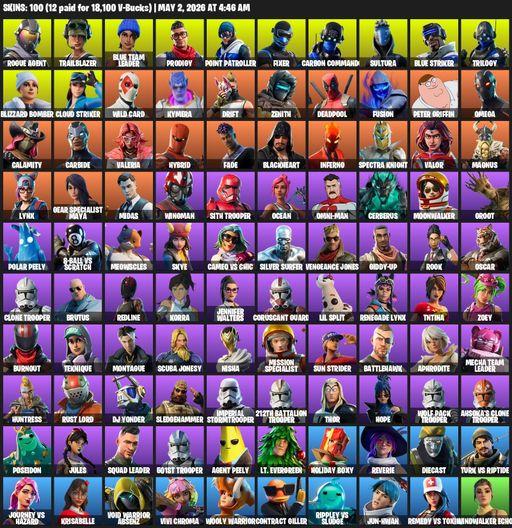 [PC/PSN/XBOX] | 100 skins | 2150 V-bucks | Take The L | Omega | Rogue Agent | Trailblazer | Blue Team Leader | Prodigy | Point Patroller | Fixer | Full Access