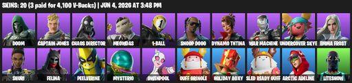 [PC/PSN/XBOX] | 20 skins | Reaper Axe | Doom | Captain Jones | Chaos Director | Meowdas | 1-Ball | Snoop Dogg | Dynamo TNTina | War Machine | Full Access
