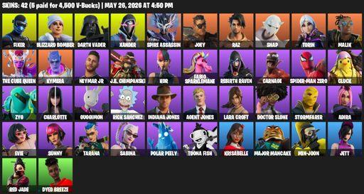 [PC/PSN/XBOX] | 42 skins | Lara Croft | Fixer | Blizzard Bomber | Darth Vader | Xander | Spire Assassin | Joey | Raz | Snap | Torin | Malik | Full Access