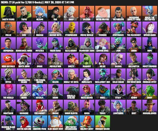 [PC/PSN/XBOX] | 77 skins | Darth Vader | Twyn | Nezumi | Era | Snap | Valeria | Peter Griffin | The Ageless | Paradigm (Reality-659) | Full Access