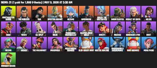[PC/PSN] | 31 skins | Reaper Axe | Huntmaster Saber | The Ageless | Era | Spectra Knight | Nezumi | Omegarok | Renzo the Destroyer | Doom Slayer | Full Access