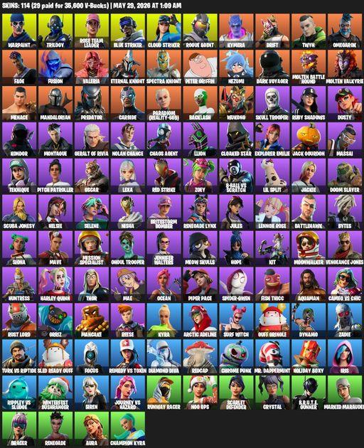 [PC/XBOX] | 114 skins | Leviathan Axe | Take The L | OG STW | Warpaint | Trilogy | Rose Team Leader | Blue Striker | Cloud Striker | Rogue Agent | Full Access