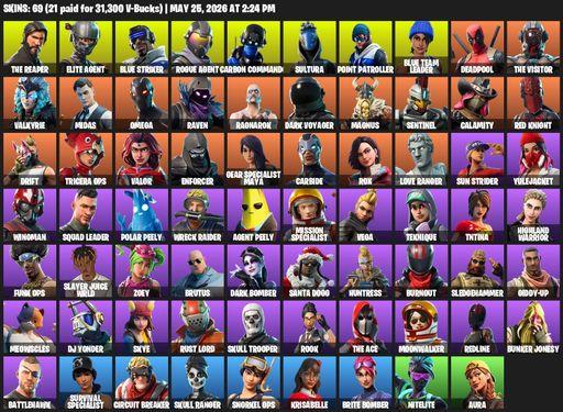 [PC/XBOX] | 69 skins | Take The L | The Reaper | Elite Agent | Omega | Mako | Blue Striker | Rogue Agent | Carbon Commando | Sultura | Point Patroller | Full Access