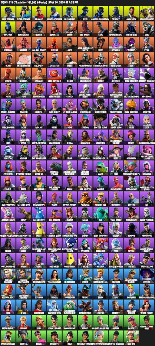 [PC/XBOX] | 219 skins | Leviathan Axe | Renegade Raider | Blue Striker | Cloud Striker | Prodigy | Point Patroller | Breakpoint | Fixer | Full Access