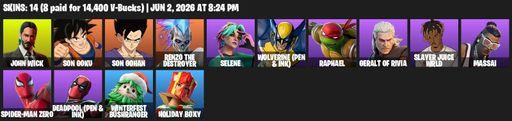 [PC/PSN/XBOX] | 14 skins | John Wick | Son Goku | Son Gohan | Renzo the Destroyer | Selene | Wolverine (Pen & Ink) | Raphael | Geralt of Rivia | Full Access