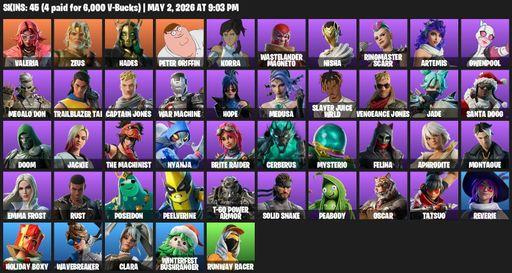 [PC/PSN] | 45 skins | Valeria | Zeus | Hades | Peter Griffin | Korra | Wastelander Magneto | Nisha | Ringmaster Scarr | Artemis | Gwenpool | Full Access