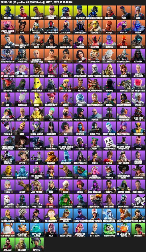 [PC/XBOX] | 163 skins | Leviathan Axe | OG STW | Travis Scott | Lara Croft | Trilogy | Prodigy | Rose Team Leader | Astro Jack | Warpaint | Full Access