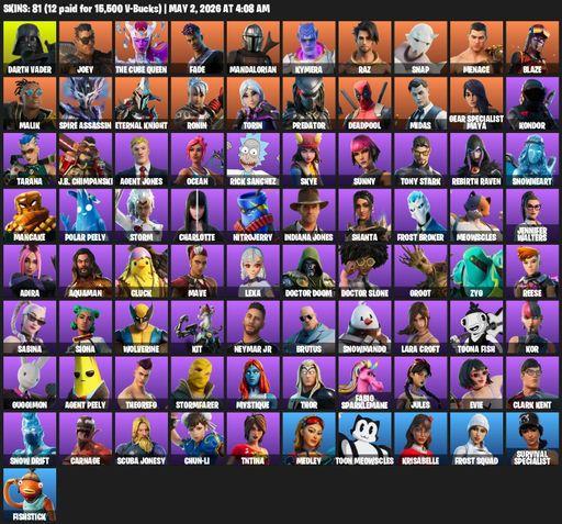 [PC/PSN/XBOX] | 81 skins | Lara Croft | Darth Vader | Joey | The Cube Queen | Fade | Mandalorian | Kymera | Raz | Snap | Menace | Blaze | Malik | Full Access