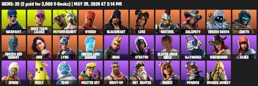 [PC/PSN/XBOX] | 29 skins | Merry Mint Axe | OG STW | Warpaint | Rose Team Leader | Psycho Bandit | Hybrid | Blackheart | Luxe | Sentinel | Calamity | Full Access