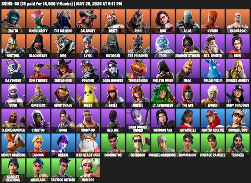 [PC/XBOX] | 64 skins | Zenith | Singularity | The Ice King | Calamity | Drift | Ruin | Rox | A.I.M. | Hybrid | Ragnarok | Sentinel | Blackheart | Dire | Full Access