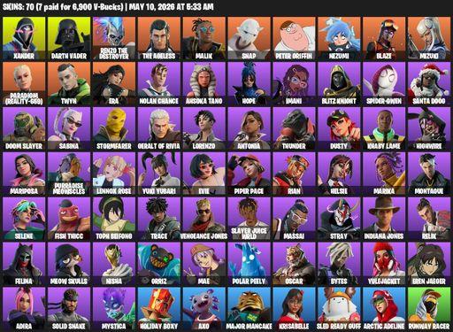 [PC] | 70 skins | Xander | Darth Vader | Renzo the Destroyer | The Ageless | Malik | Snap | Peter Griffin | Nezumi | Blaze | Mizuki | Full Access