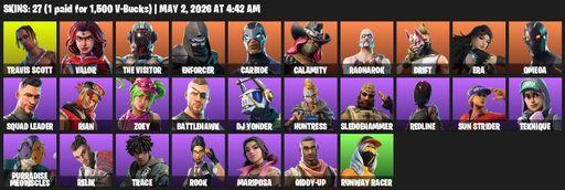 [PC/XBOX] | 27 skins | Travis Scott | Omega | Valor | The Visitor | Enforcer | Carbide | Calamity | Ragnarok | Drift | Era | Squad Leader | Rian | Full Access