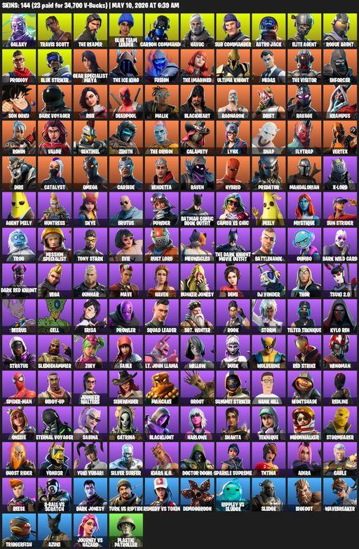 [PC/XBOX] | 144 skins | Take The L | Travis Scott | Galaxy | The Reaper | Elite Agent | Omega | Blue Team Leader | Carbon Commando | Havoc | Full Access