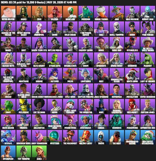 [PC/XBOX] | 93 skins | Peter Griffin | Hades | Zeus | Valeria | Backlash | Poseidon | Durrr Taisho | Jing | War Machine | Reboot Man | Full Access