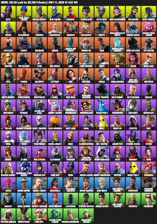 [PC/XBOX] | 136 skins | Take The L | Royale Knight | The Reaper | Elite Agent | Blue Squire | Omega | Blitz | Blue Team Leader | Prodigy | Trailblazer | Full Access