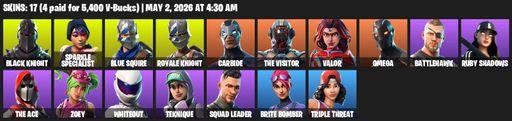 [PC/XBOX] | 17 skins | 1250 V-bucks | Floss | Black Knight | Sparkle Specialist | Royale Knight | Blue Squire | Omega | Carbide | The Visitor | Valor | Full Access