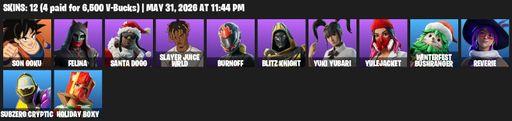 [PC/XBOX] | 12 skins | Son Goku | Felina | Santa Dogg | Slayer Juice WRLD | Burnoff | Blitz Knight | Yuki Yubari | Yulejacket | Winterfest Bushranger | Full Access