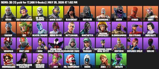 [PC/PSN/XBOX] | 38 skins | Take The L | OG Skull Trooper | Havoc | Sub Commander | Rogue Agent | Blackheart | Enforcer | Ragnarok | Raven | Hybrid | Full Access