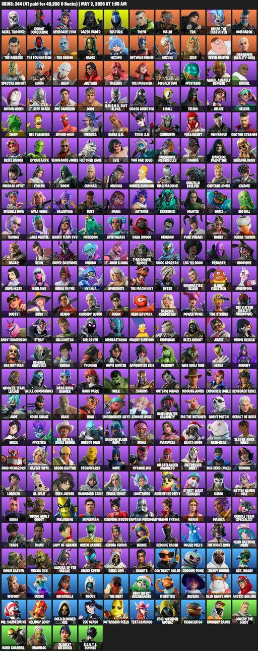 [PC/PSN/XBOX] | 244 skins | Skull Trooper  | Knight Conqueror | Renegade Lynx | Darth Vader | Sultura | Twyn | Malik | Era | Renzo the Destroyer | Full Access