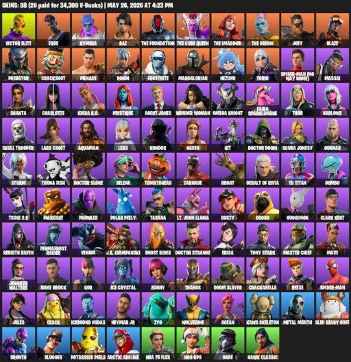 [PC/PSN/XBOX] | 98 skins | Lara Croft | Victor Elite | Fade | Kymera | Raz | The Foundation | The Cube Queen | The Imagined | The Origin | Joey | Full Access