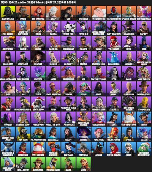[PC/PSN/XBOX] | 106 skins | Darth Vader | Malik | The Imagined | Snap | Era | Omegarok | Peter Griffin | The Foundation | Spectra Knight | Full Access