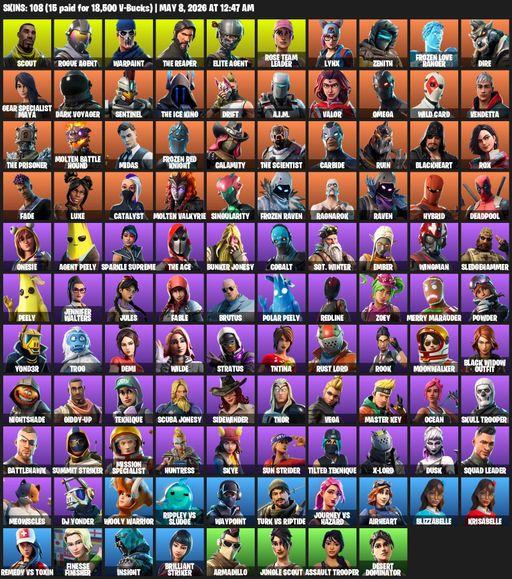[PC/PSN/XBOX] | 108 skins | Take The L | OG STW | The Reaper | Elite Agent | Omega | Scout | Rogue Agent | Warpaint | Rose Team Leader | Lynx | Zenith | Full Access