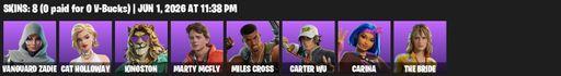 [PC/PSN/XBOX] | 8 skins | Vanguard Zadie | Cat Holloway | Kingston | Marty McFly | Miles Cross | Carter Wu | Carina | The Bride | Void Walker's Claws | Full Access