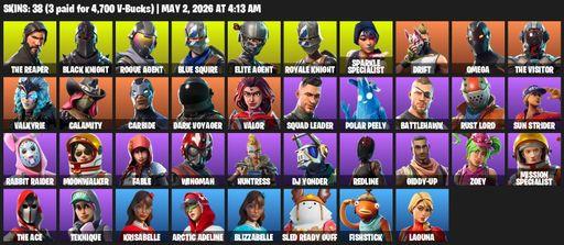 [PC/PSN/XBOX] | 38 skins | 1250 V-bucks | Take The L | Floss | Black Knight | Sparkle Specialist | Royale Knight | The Reaper | Elite Agent | Full Access