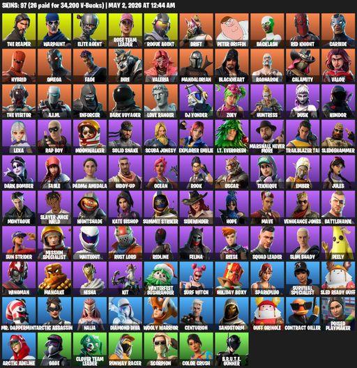 [PC/PSN/XBOX] | 97 skins | Take The L | OG STW | The Reaper | Elite Agent | Omega | Warpaint | Rose Team Leader | Rogue Agent | Drift | Peter Griffin | Full Access