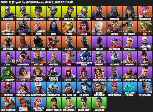 [PC/PSN/XBOX] | 67 skins | 1000 V-bucks | Take The L | Royale Knight | The Reaper | Elite Agent | Blue Squire | Omega | Trailblazer | Rogue Agent | Full Access
