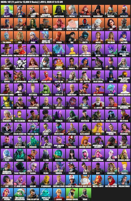 [PC/PSN/XBOX] | 147 skins | Galaxy | Lynx | Drift | Paradigm (Reality-659) | Darth Vader | Mizuki | The Imagined | Blackheart | Sentinel | Catalyst | Full Access