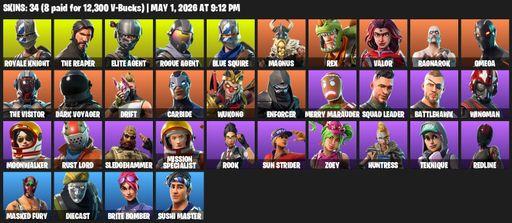 [PC/PSN/XBOX] | 34 skins | Floss | Take The L | Royale Knight | The Reaper | Elite Agent | Blue Squire | Omega | Rogue Agent | Magnus | Rex | Valor | Full Access