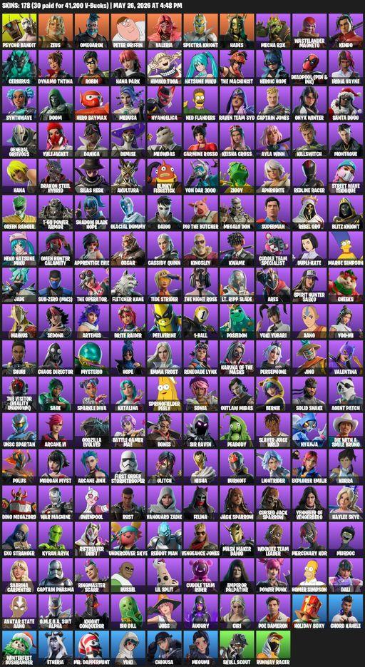 [PC] | 178 skins | Psycho Bandit | Zeus | Omegarok | Peter Griffin | Valeria | Spectra Knight | Hades | Mecha R3X | Wastelander Magneto | Kendo | Full Access