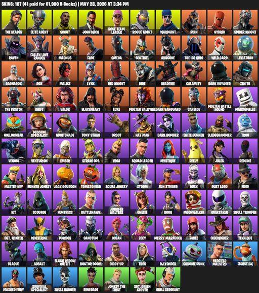 [PC/PSN] | 107 skins | Take The L | OG STW | The Reaper | Elite Agent | Omega | Scout | John Wick | Rose Team Leader | Rogue Agent | Warpaint | Ruin | Full Access