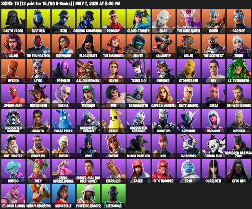 [PC/XBOX] | 75 skins | Darth Vader | Sultura | Fixer | Carbon Commando | Prodigy | Cloud Striker | Snap | The Cube Queen | Ronin | Carbide | Valor | Full Access