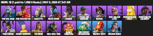 [PC/PSN/XBOX] | 18 skins | Yon Dar 3000 | FIRE Master Kai | Carletta | Maxx Speed | Danica | Tyler, The Creator | Sedona | Void Walker Lynx | Full Access