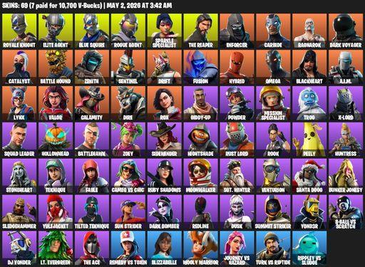 [PC/PSN/XBOX] | 69 skins | Floss | Take The L | Sparkle Specialist | Royale Knight | The Reaper | Elite Agent | Blue Squire | Omega | Rogue Agent | Full Access