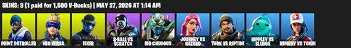 [PC/PSN/XBOX] | 9 skins | Point Patroller | Neo Versa | Fixer | 8-Ball vs Scratch | Big Chuggus | Journey vs Hazard | Turk vs Riptide | Full Access