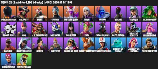 [PC/PSN/XBOX] | 32 skins | Dark Vanguard | Calamity | Drift | Carbide | The Cube Queen | Torin | Fusion | Redline | Teknique | Lt. Evergreen | Full Access