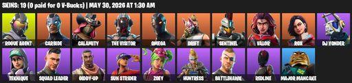 [PC/PSN/XBOX] | 19 skins | 500 V-bucks | Omega | Rogue Agent | Carbide | Calamity | The Visitor | Drift | Sentinel | Valor | Rox | DJ Yonder | Full Access