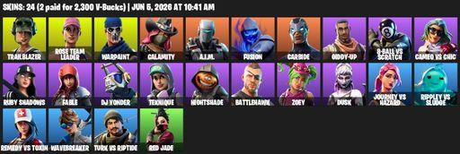[PC/PSN/XBOX] | 24 skins | OG STW | Trailblazer | Rose Team Leader | Warpaint | Calamity | A.I.M. | Fusion | Carbide | Giddy-up | 8-Ball vs Scratch | Full Access