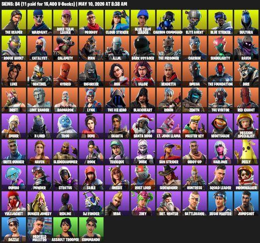 [PC/XBOX] | 84 skins | Take The L | OG STW | The Reaper | Elite Agent | Omega | Mako | Reaper Axe | Warpaint | Rose Team Leader | Prodigy | Full Access