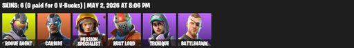[PC/PSN] | 6 skins | Take The L | Rogue Agent | Carbide | Mission Specialist | Rust Lord | Teknique | Battlehawk | EVA | Gale Force | Positron | Full Access