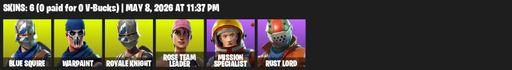 [PC/PSN/XBOX] | 6 skins | Take The L | OG STW | Royale Knight | Blue Squire | Warpaint | Rose Team Leader | Mission Specialist | Rust Lord | Pulse Axe | Full Access