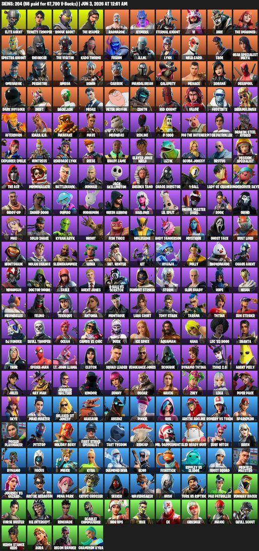 [PC/PSN] | 204 skins | Leviathan Axe | Take The L | The Reaper | Elite Agent | Omega | Lara Croft | Trinity Trooper | Rogue Agent | Ragnarok | Kymera | Full Access