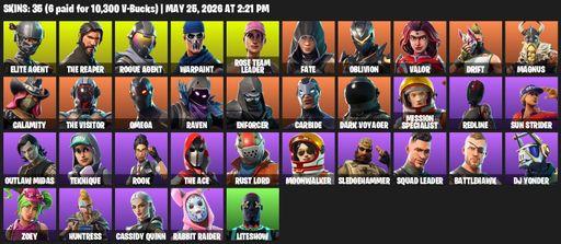 [PC/PSN] | 35 skins | 650 V-bucks | Take The L | OG STW | The Reaper | Elite Agent | Omega | Rogue Agent | Warpaint | Rose Team Leader | Fate | Full Access