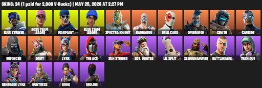 [PC] | 24 skins | 1500 V-bucks | OG STW | Blue Striker | Rose Team Leader | Warpaint | Blue Team Leader | Spectra Knight | Ragnarok | Wild Card | Full Access