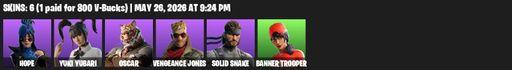 [PC/XBOX] | 6 skins | Hope | Yuki Yubari | Oscar | Vengeance Jones | Solid Snake | Banner Trooper | Stun Knife | The Rebel | Brilliant Cutters | Full Access