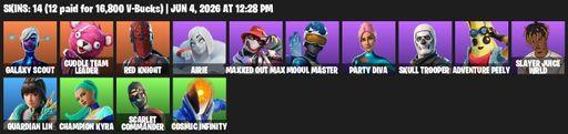 [PC/PSN] | 14 skins | Galaxy Scout | Cuddle Team Leader | Red Knight | Airie | Maxxed Out Max | Mogul Master | Party Diva | Skull Trooper  | Full Access